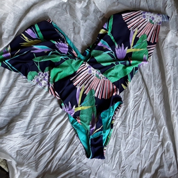 Trina Turk Floral Midnight Harvest Swimsuit - Picture 15 of 16